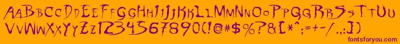 DinobotsNormal-Schriftart – Violette Schriften auf orangefarbenem Hintergrund