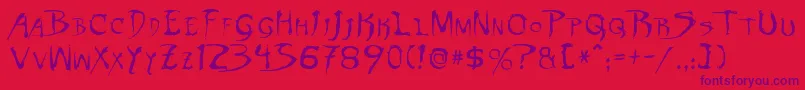 DinobotsNormal-Schriftart – Violette Schriften auf rotem Hintergrund