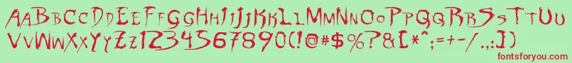 DinobotsNormal Font – Red Fonts on Green Background