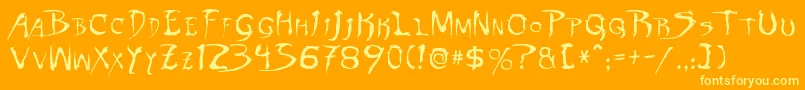 DinobotsNormal Font – Yellow Fonts on Orange Background
