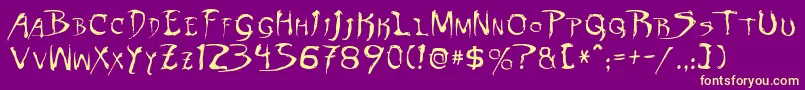 DinobotsNormal Font – Yellow Fonts on Purple Background