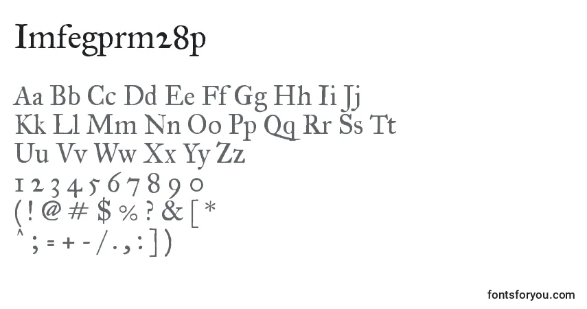 A fonte Imfegprm28p – alfabeto, números, caracteres especiais