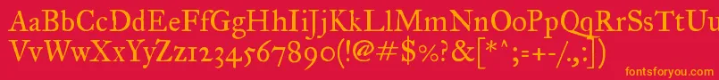 Imfegprm28p Font – Orange Fonts on Red Background