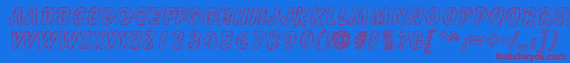 InkspotSf-Schriftart – Rote Schriften auf blauem Hintergrund