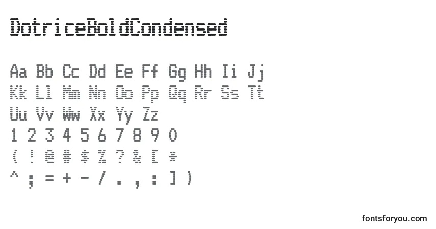 Шрифт DotriceBoldCondensed – алфавит, цифры, специальные символы