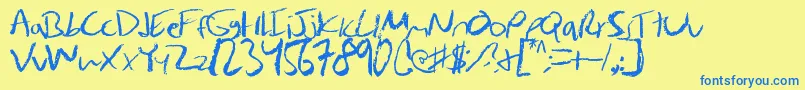 Czcionka Juleshand – niebieskie czcionki na żółtym tle