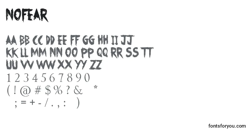 Schriftart NoFear – Alphabet, Zahlen, spezielle Symbole