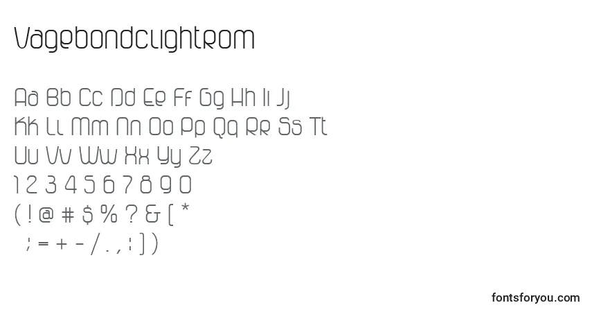 Schriftart Vagebondclightrom – Alphabet, Zahlen, spezielle Symbole