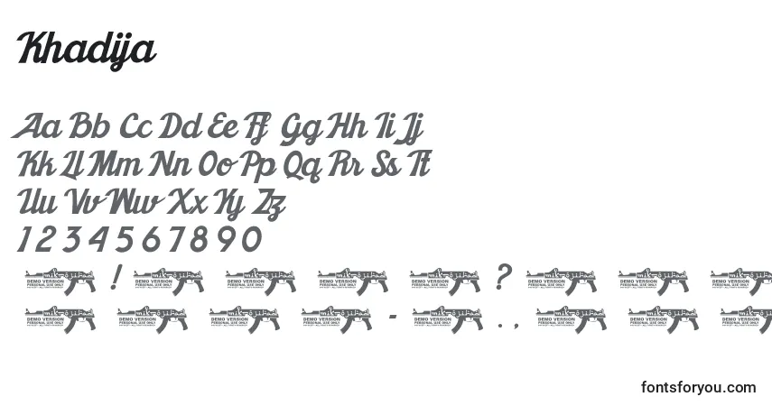 A fonte Khadija – alfabeto, números, caracteres especiais