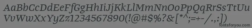 フォントTangerserifwideItalic – 黒い文字の灰色の背景