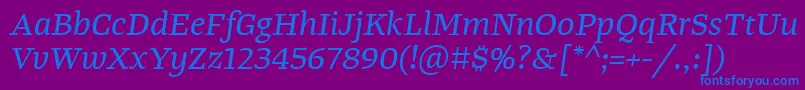 TangerserifwideItalic Font – Blue Fonts on Purple Background