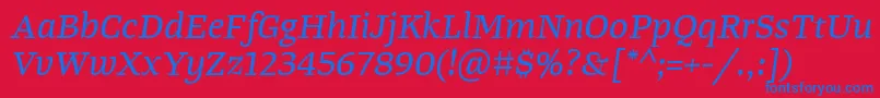 TangerserifwideItalic Font – Blue Fonts on Red Background