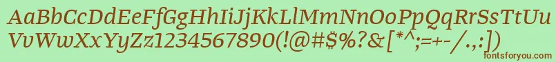 Fonte TangerserifwideItalic – fontes marrons em um fundo verde