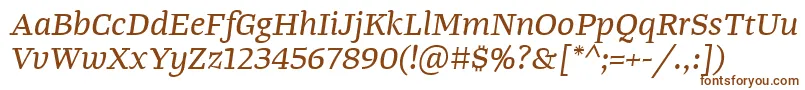 TangerserifwideItalic-fontti – ruskeat fontit valkoisella taustalla