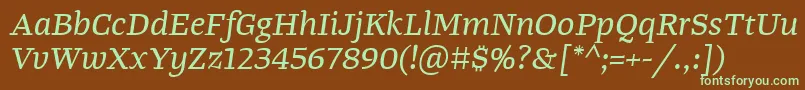 TangerserifwideItalic Font – Green Fonts on Brown Background