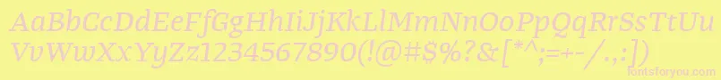 フォントTangerserifwideItalic – ピンクのフォント、黄色の背景