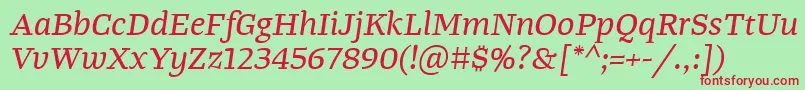 TangerserifwideItalic Font – Red Fonts on Green Background