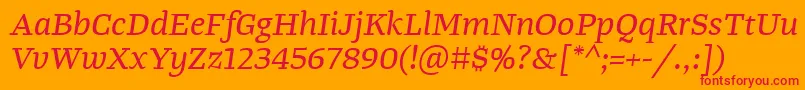 TangerserifwideItalic Font – Red Fonts on Orange Background
