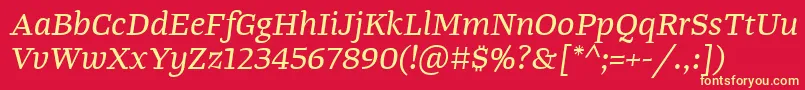 TangerserifwideItalic Font – Yellow Fonts on Red Background