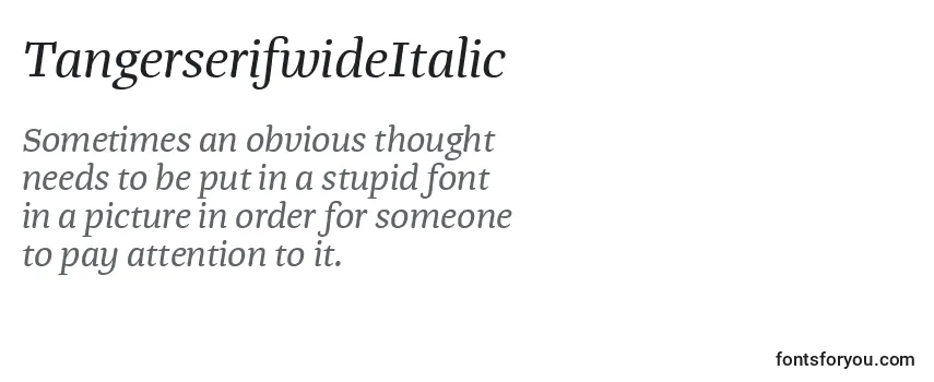 Review of the TangerserifwideItalic Font
