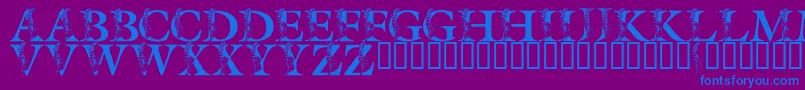 フォントLmsSpringLily – 紫色の背景に青い文字