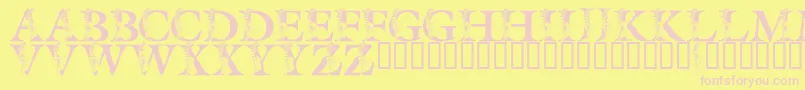 LmsSpringLily-fontti – vaaleanpunaiset fontit keltaisella taustalla