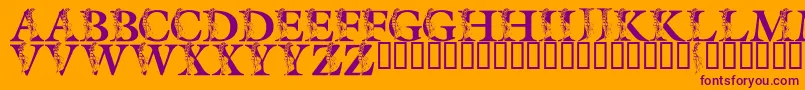 LmsSpringLily-Schriftart – Violette Schriften auf orangefarbenem Hintergrund