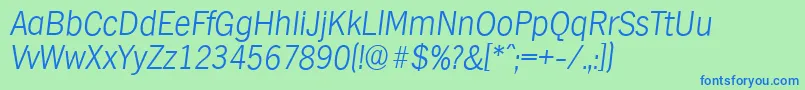 HamburgserialXlightItalic Font – Blue Fonts on Green Background