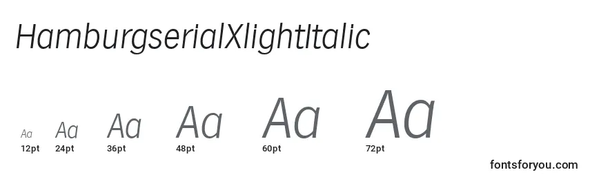 Размеры шрифта HamburgserialXlightItalic