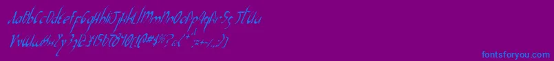 XaphanIiCondensedItalic-Schriftart – Blaue Schriften auf violettem Hintergrund