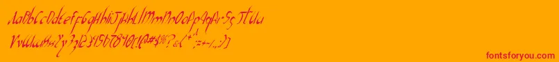 XaphanIiCondensedItalic Font – Red Fonts on Orange Background