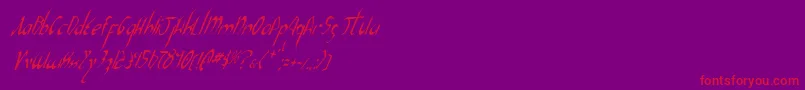 XaphanIiCondensedItalic-Schriftart – Rote Schriften auf violettem Hintergrund