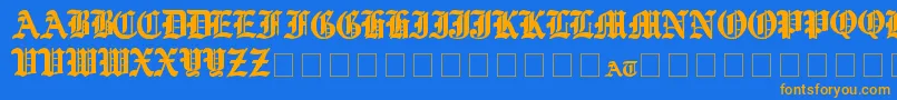 YeOldShire Font – Orange Fonts on Blue Background