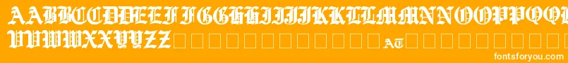 YeOldShire-Schriftart – Weiße Schriften auf orangefarbenem Hintergrund