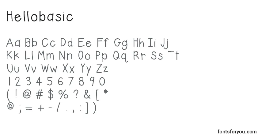 Czcionka Hellobasic – alfabet, cyfry, specjalne znaki