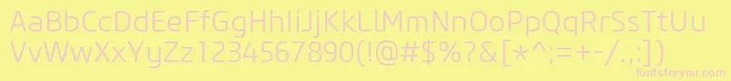 CoreSansM35Light-fontti – vaaleanpunaiset fontit keltaisella taustalla