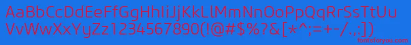 CoreSansM35Light-fontti – punaiset fontit sinisellä taustalla