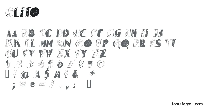 A fonte Glito – alfabeto, números, caracteres especiais