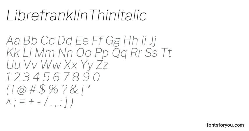 Czcionka LibrefranklinThinitalic (30226) – alfabet, cyfry, specjalne znaki