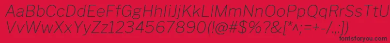 LibrefranklinThinitalic-Schriftart – Schwarze Schriften auf rotem Hintergrund