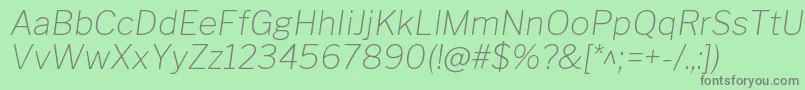 フォントLibrefranklinThinitalic – 緑の背景に灰色の文字