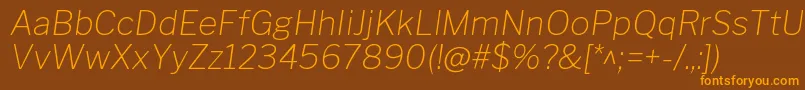 LibrefranklinThinitalic-Schriftart – Orangefarbene Schriften auf braunem Hintergrund