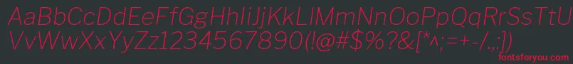 Czcionka LibrefranklinThinitalic – czerwone czcionki na czarnym tle