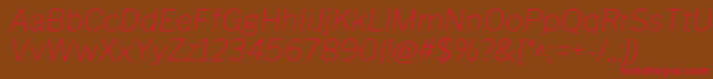 Fonte LibrefranklinThinitalic – fontes vermelhas em um fundo marrom