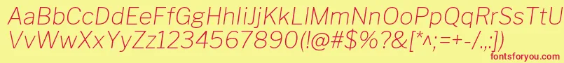 Police LibrefranklinThinitalic – polices rouges sur fond jaune