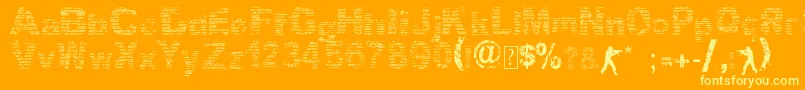 Callmemaybe-Schriftart – Gelbe Schriften auf orangefarbenem Hintergrund