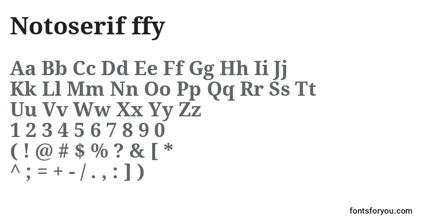 Schriftart Notoserif ffy – Alphabet, Zahlen, spezielle Symbole