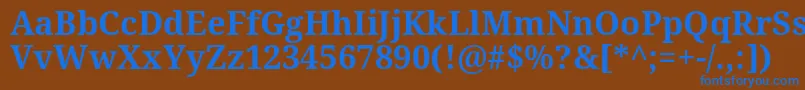 Czcionka Notoserif ffy – niebieskie czcionki na brązowym tle