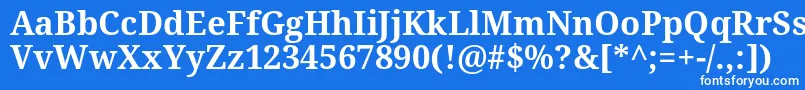 Notoserif ffy-fontti – valkoiset fontit sinisellä taustalla