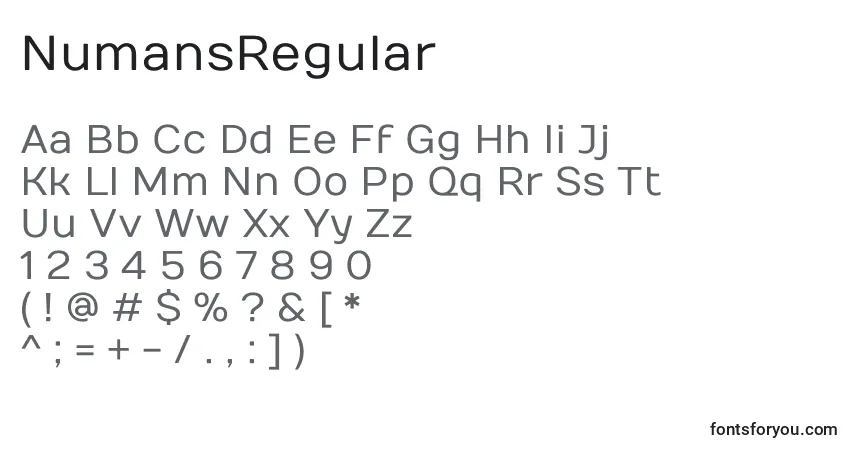 NumansRegularフォント–アルファベット、数字、特殊文字